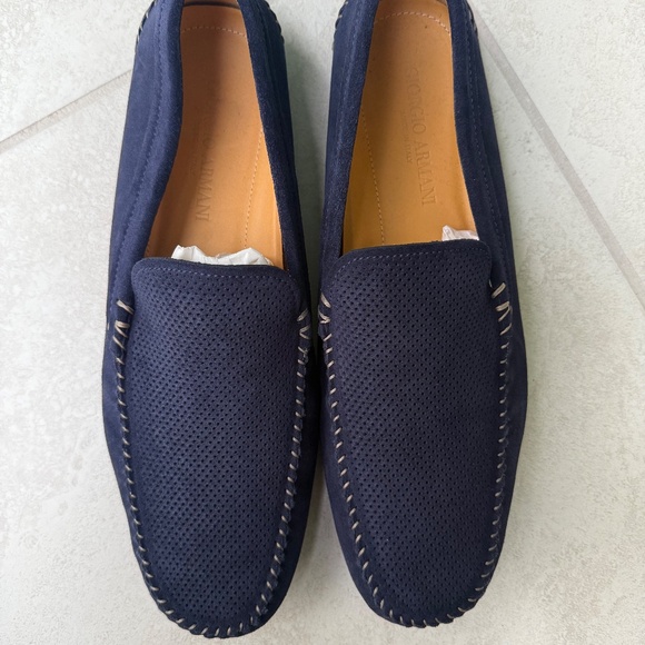 ✨ Giorgio Armani Men’s Navy Suede Driving Loafers – Size 9.5 – Made in Italy ✨ - Picture 9 of 10